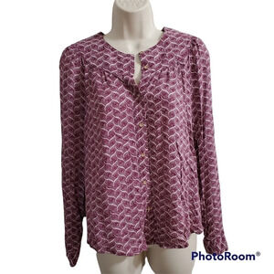 ANTHROPOLOGIE MAEVE Orlo Bib Buttondown Purple White Size XS